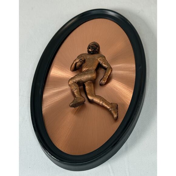Copperama Football Male Player Wall Plaque 3-D copper art w/Frame, 85-29 - Picture 4 of 9